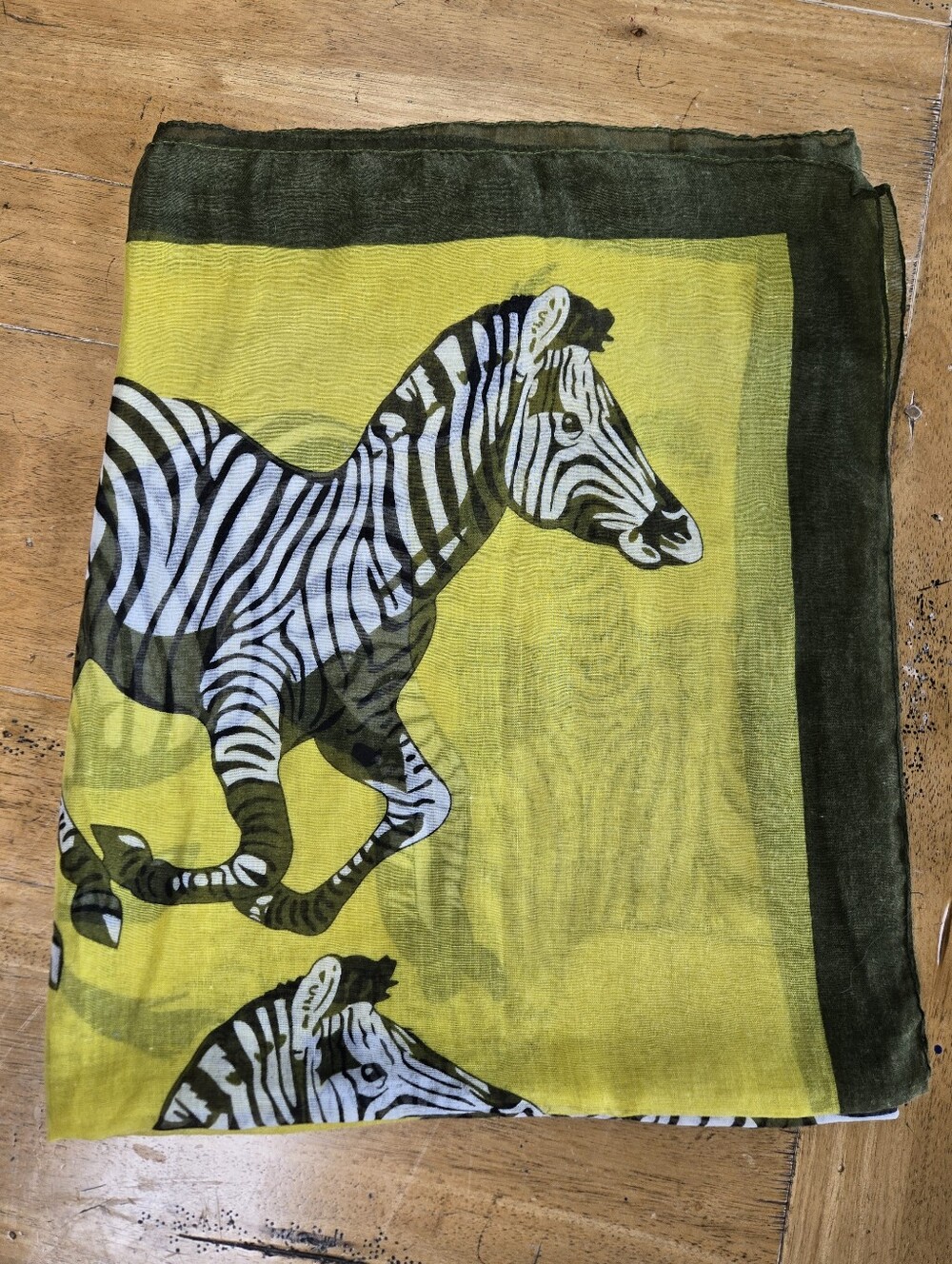 Zebra Print Lightweight Sheer Scarf  in Yellow and Olive